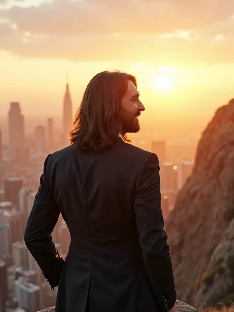 Looking out over the city at sunrise