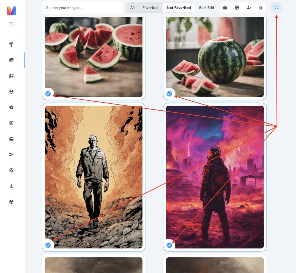 screenshot of Magai's multi-select images feature.