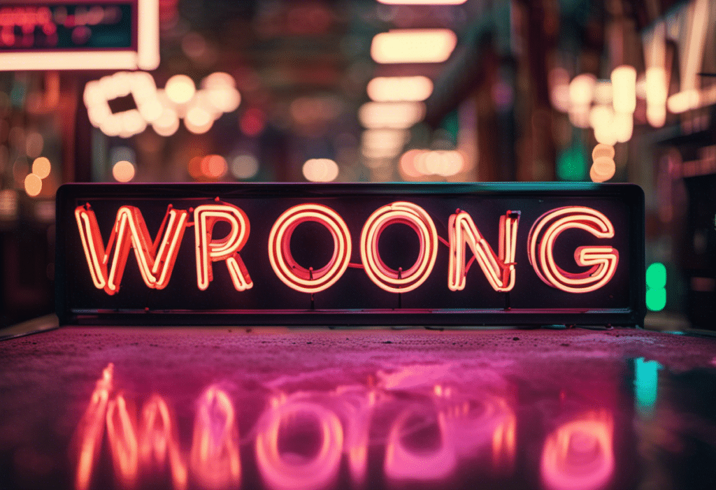 neon sign that says wroong