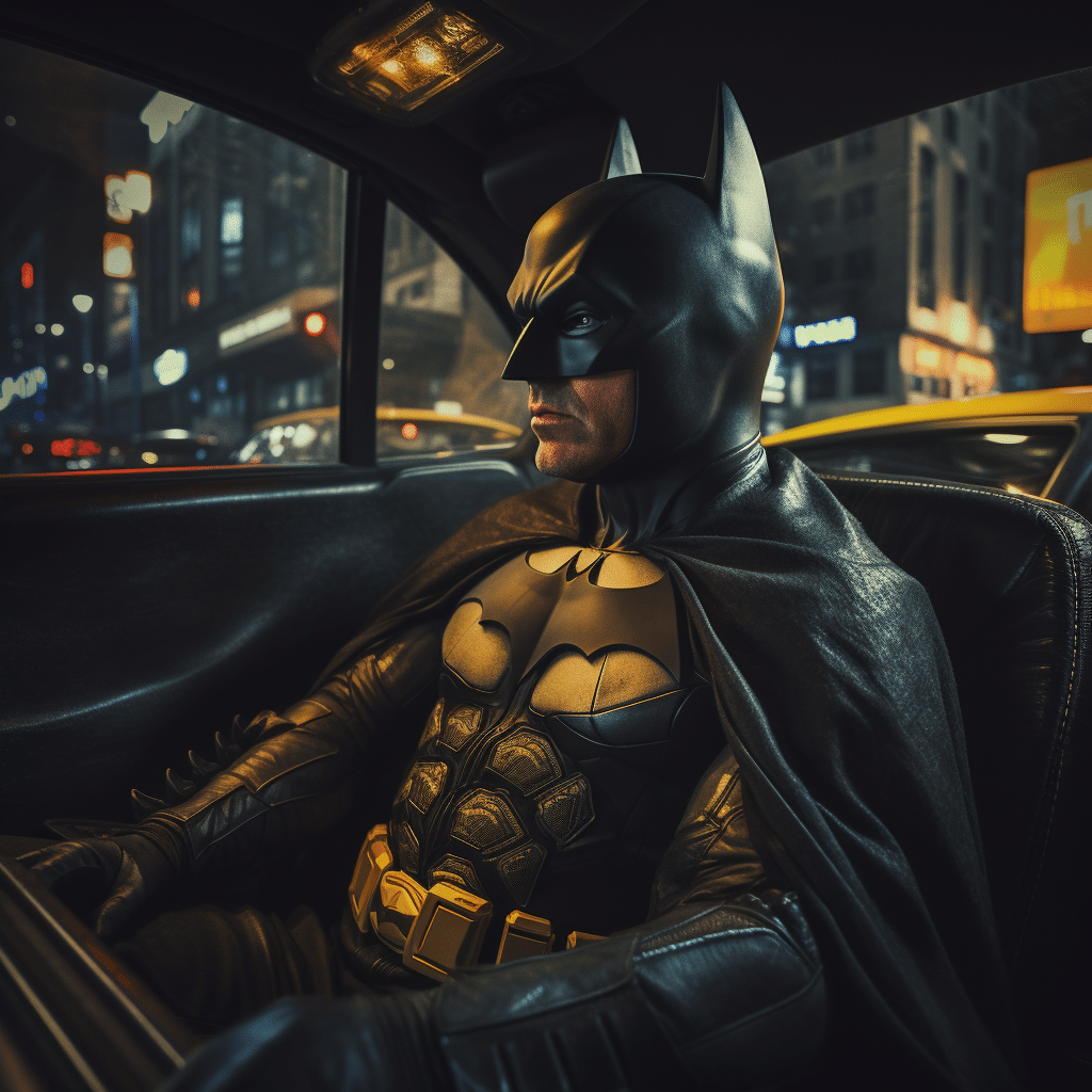 ai generated image of batman sitting in a taxi cab