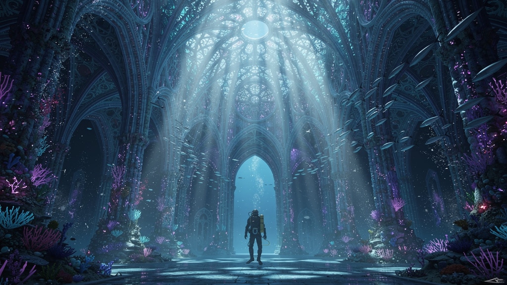An alien cathedral underwater